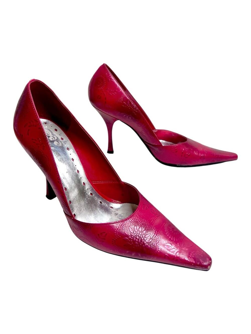 BCBGirls Red Embossed Pointed Heel Pumps size 9